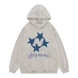 Aelfric Eden Beige Hoodie with Blue Star Design